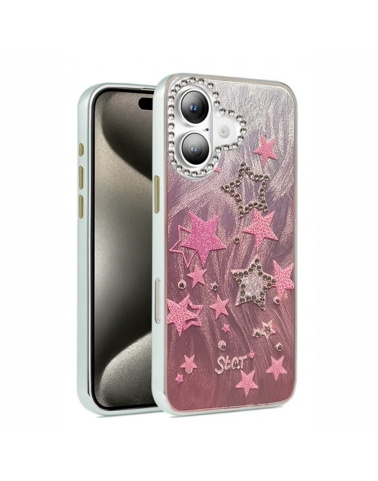 Newface iPhone 16 Kılıf Blade Aynalı Desenli Kapak - Desen 7