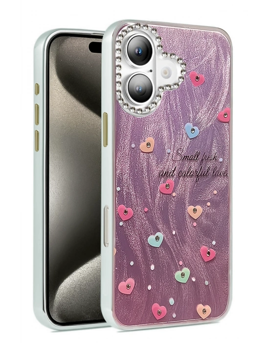 Newface iPhone 16 Kılıf Blade Aynalı Desenli Kapak - Desen 8