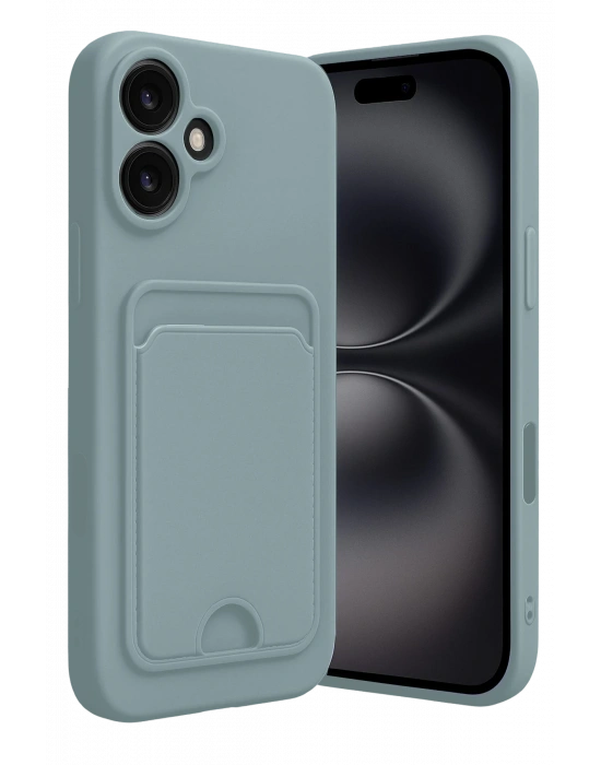 Newface iPhone 16 Kılıf Kelvin Kartvizitli Silikon - Açık Yeşil