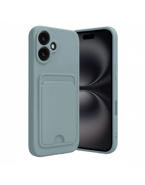 Newface iPhone 16 Kılıf Kelvin Kartvizitli Silikon - Açık Yeşil