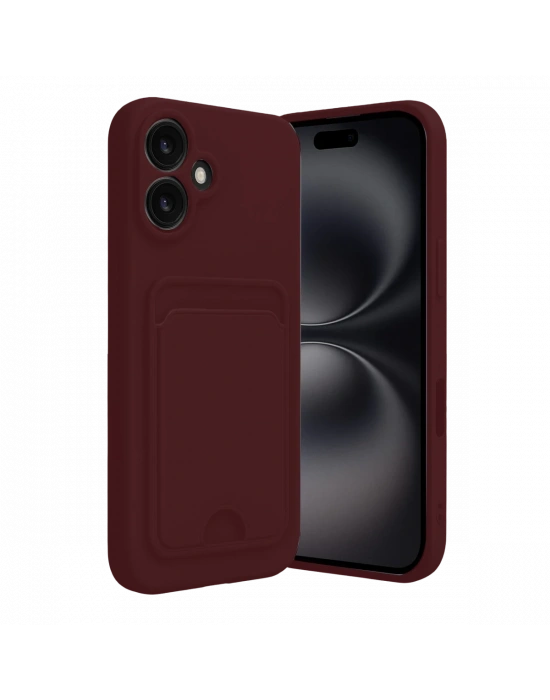 Newface iPhone 16 Kılıf Kelvin Kartvizitli Silikon - Bordo