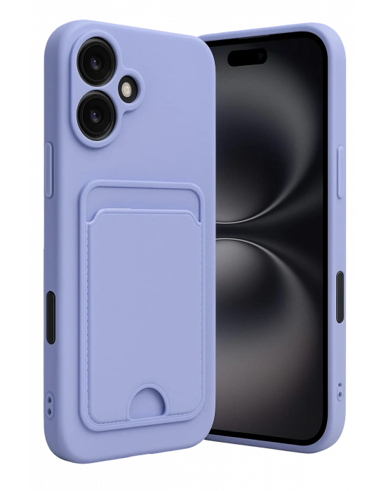 Newface iPhone 16 Kılıf Kelvin Kartvizitli Silikon - Lila