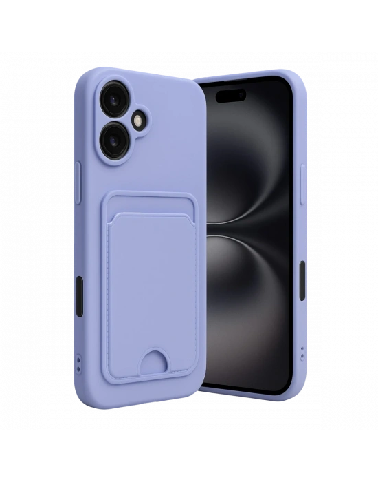 Newface iPhone 16 Kılıf Kelvin Kartvizitli Silikon - Lila