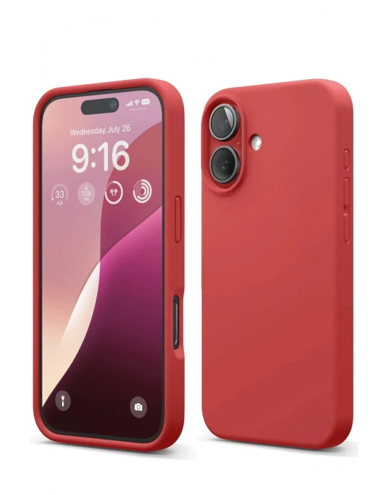 Newface iPhone 16 Kılıf Nano içi Kadife Silikon - Kırmızı
