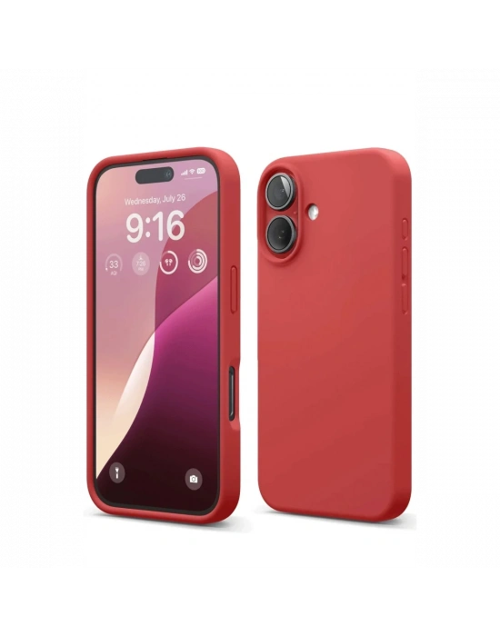 Newface iPhone 16 Kılıf Nano içi Kadife Silikon - Kırmızı