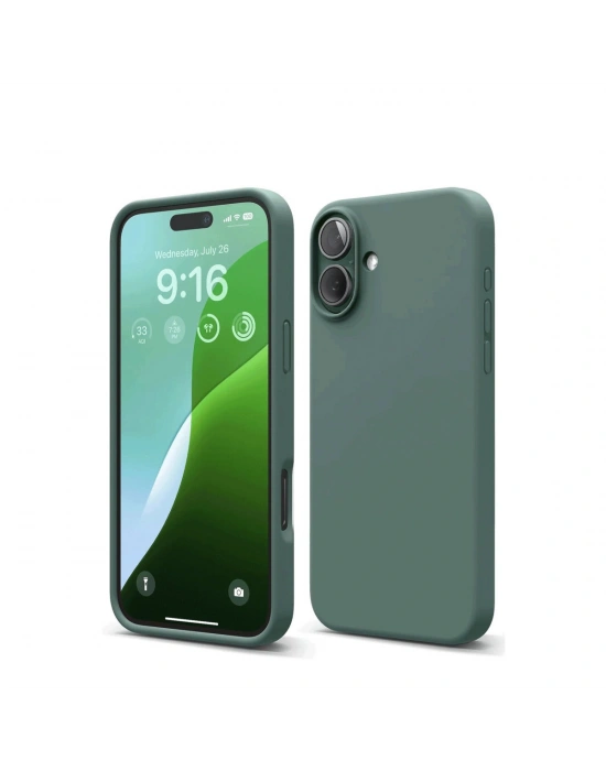 Newface iPhone 16 Kılıf Nano içi Kadife Silikon - Koyu Yeşil