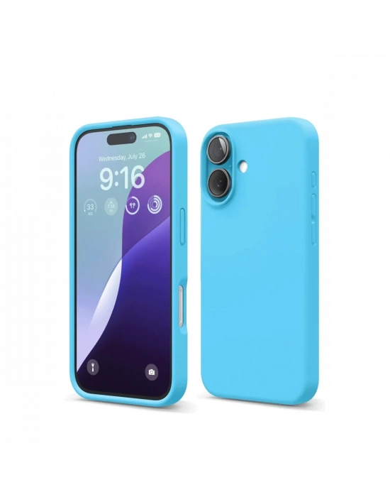 Newface iPhone 16 Kılıf Nano içi Kadife Silikon - Mavi