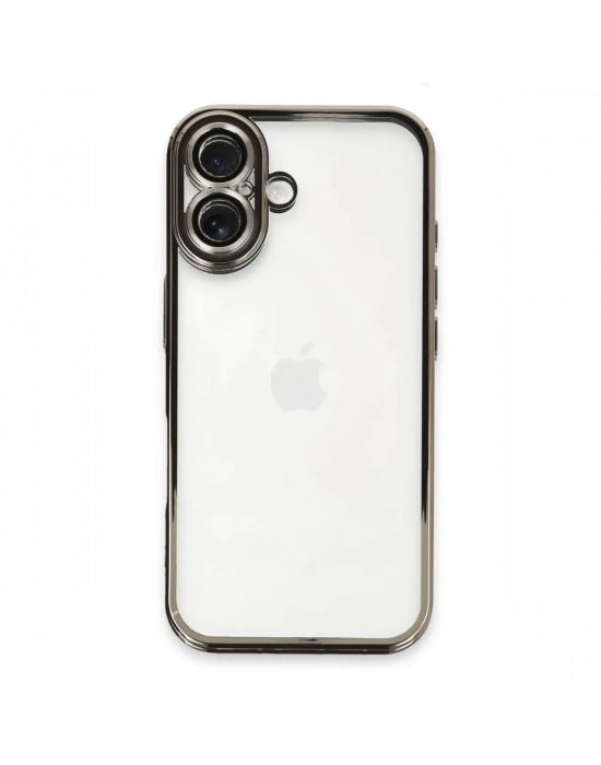 Newface iPhone 16 Kılıf Razer Lensli Silikon - Titanyum Gri