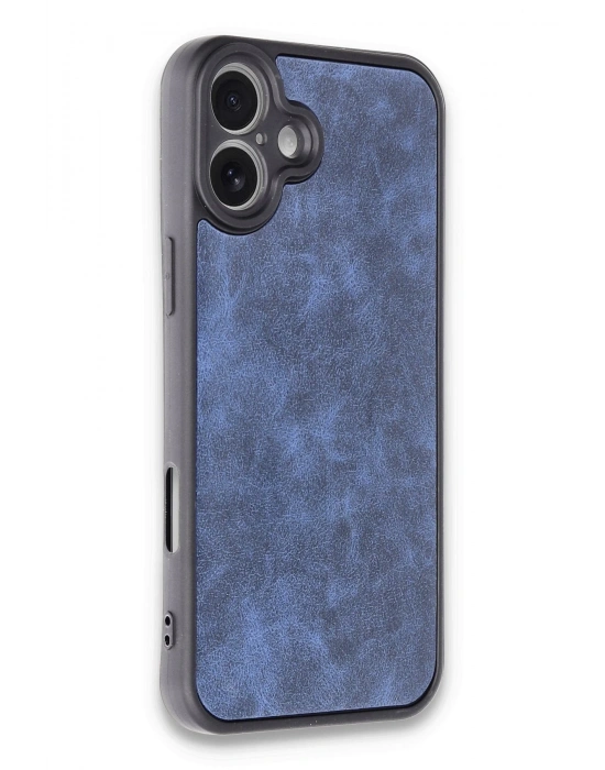 Newface iPhone 16 Plus Kılıf Aras Deri Kapak - Lacivert