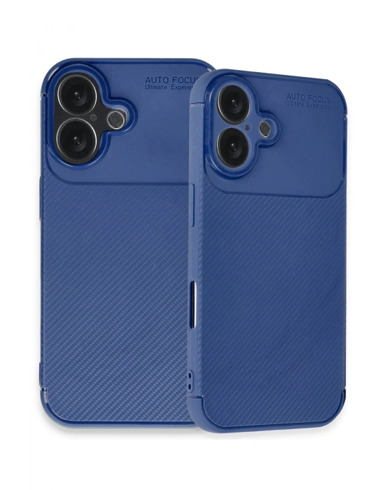 Newface iPhone 16 Plus Kılıf Auto Focus Karbon Kapak - Lacivert