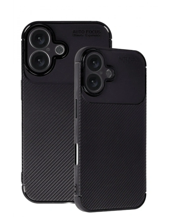 Newface iPhone 16 Plus Kılıf Auto Focus Karbon Kapak - Siyah