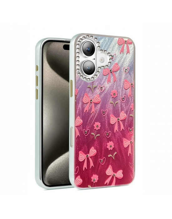 Newface iPhone 16 Plus Kılıf Blade Aynalı Desenli Kapak - Desen 3