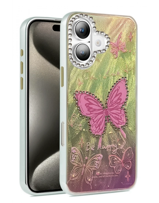 Newface iPhone 16 Plus Kılıf Blade Aynalı Desenli Kapak - Desen 5