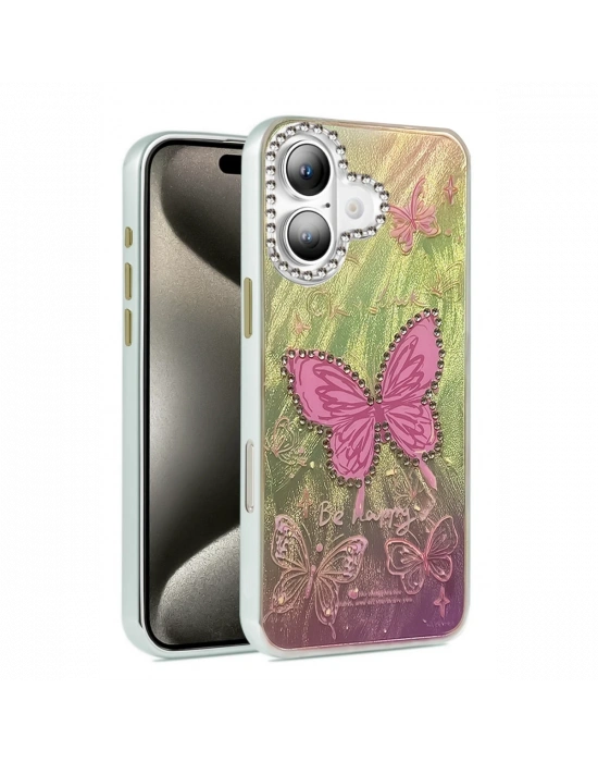 Newface iPhone 16 Plus Kılıf Blade Aynalı Desenli Kapak - Desen 5