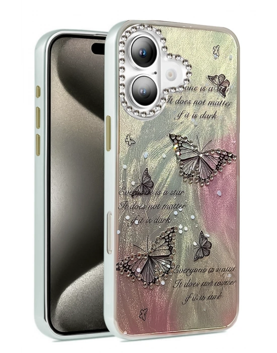 Newface iPhone 16 Plus Kılıf Blade Aynalı Desenli Kapak - Desen 6