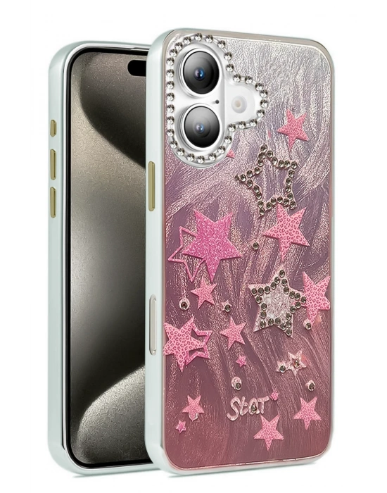 Newface iPhone 16 Plus Kılıf Blade Aynalı Desenli Kapak - Desen 7