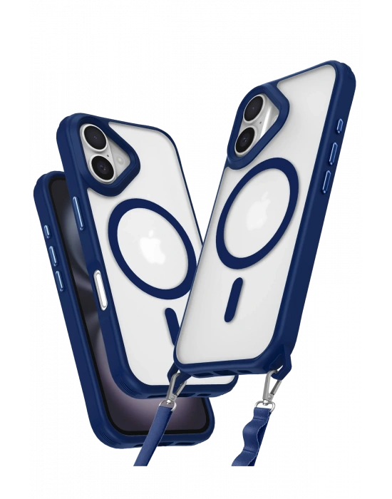 Newface iPhone 16 Plus Kılıf Enka Magsafe Silikon Kılıf - Lacivert