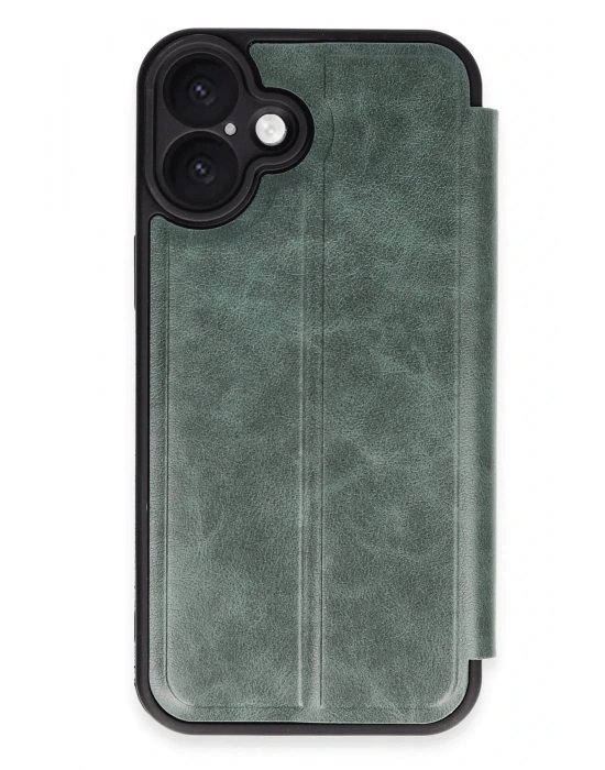 Newface iPhone 16 Plus Kılıf Flip Cover - Koyu Yeşil