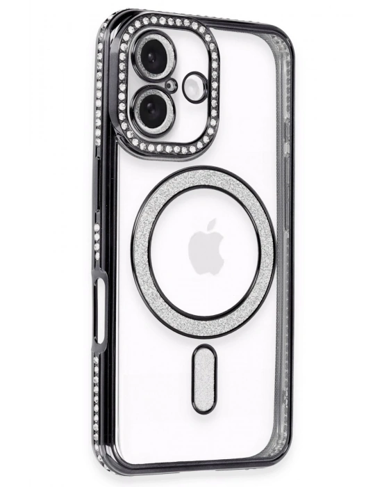 Newface iPhone 16 Plus Kılıf Joke Simli Magneticsafe Kılıf - Siyah