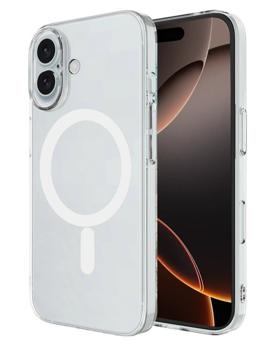 Newface iPhone 16 Plus Kılıf Magneticsafe Şeffaf Silikon - Şeffaf