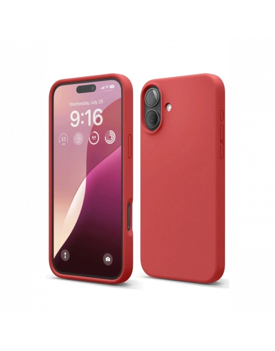 Newface iPhone 16 Plus Kılıf Nano içi Kadife Silikon - Kırmızı