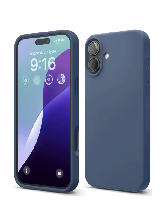 Newface iPhone 16 Plus Kılıf Nano içi Kadife Silikon - Lacivert