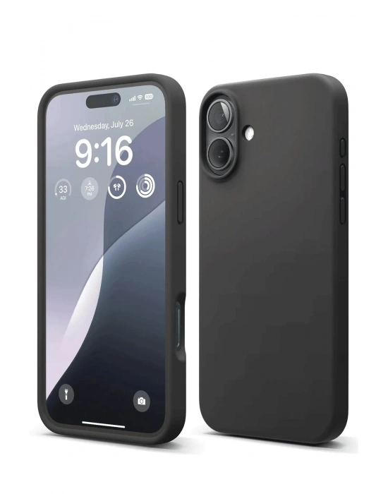 Newface iPhone 16 Plus Kılıf Nano içi Kadife Silikon - Siyah