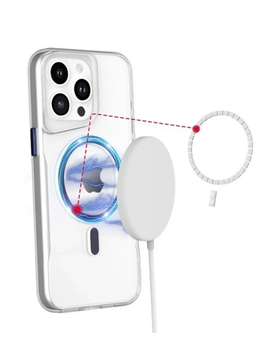 Newface iPhone 16 Plus Kılıf PC Poso Magsafe Kapak - Şeffaf