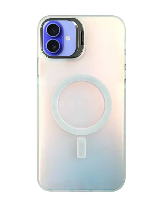 Newface iPhone 16 Plus Kılıf Primera Magsafe Standlı Kapak - Beyaz