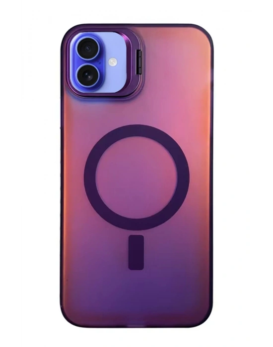 Newface iPhone 16 Plus Kılıf Primera Magsafe Standlı Kapak - Derin Mor