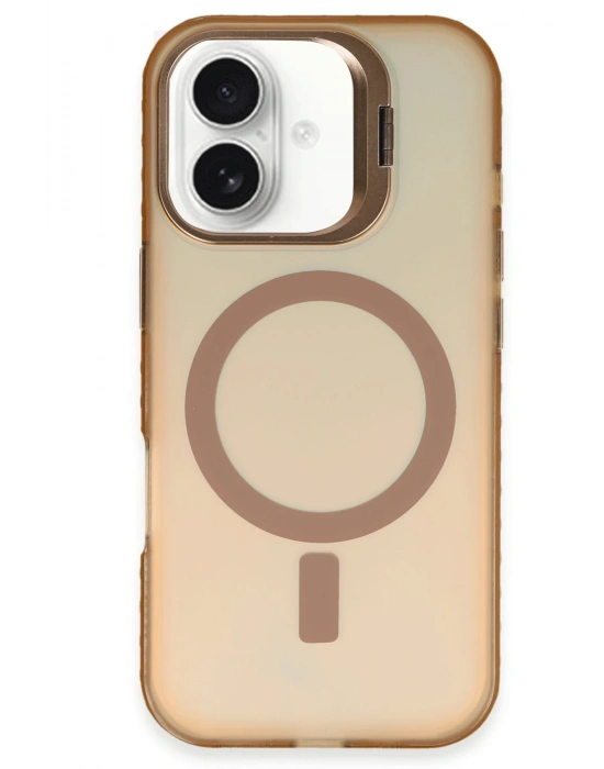 Newface iPhone 16 Plus Kılıf Primera Magsafe Standlı Kapak - Gold
