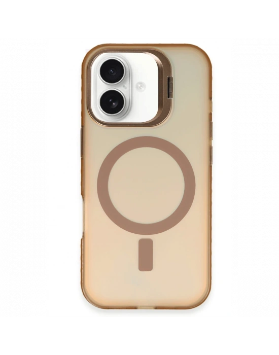 Newface iPhone 16 Plus Kılıf Primera Magsafe Standlı Kapak - Gold