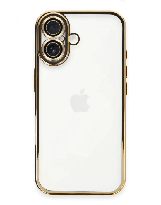 Newface iPhone 16 Plus Kılıf Razer Lensli Silikon - Gold