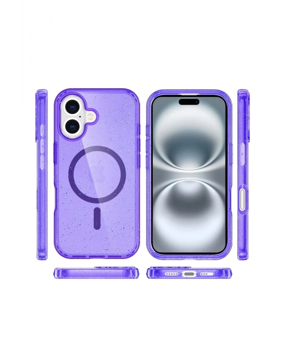 Newface iPhone 16 Plus Kılıf Star Magsafe Kapak - Mor