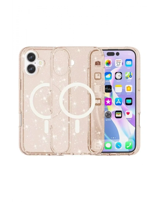 Newface iPhone 16 Plus Kılıf Star Magsafe Kapak - Turuncu