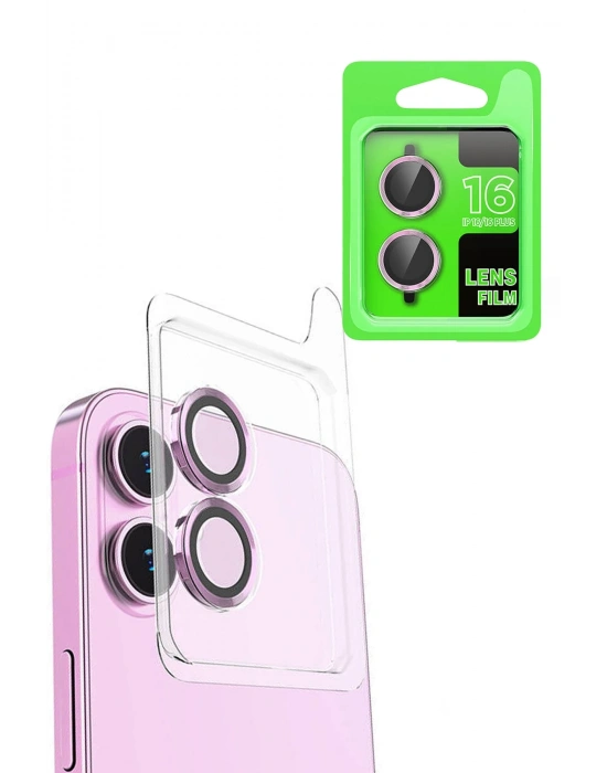 Newface iPhone 16 Plus Raze Metal Kamera Lens - Pembe