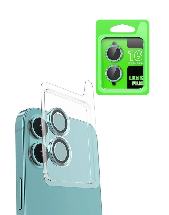 Newface iPhone 16 Plus Raze Metal Kamera Lens - Turkuaz