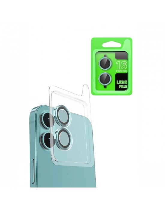 Newface iPhone 16 Plus Raze Metal Kamera Lens - Turkuaz