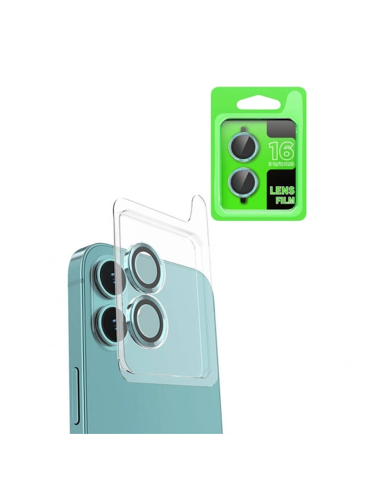 Newface iPhone 16 Plus Raze Metal Kamera Lens - Turkuaz