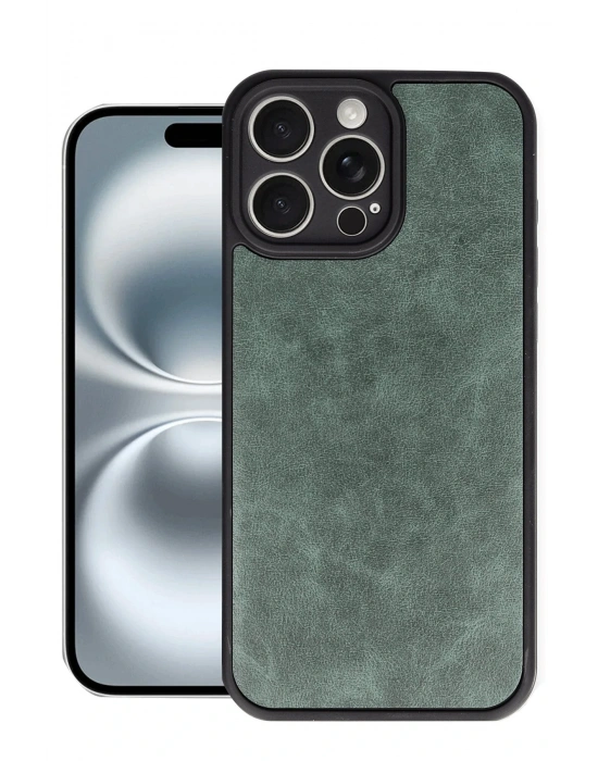 Newface iPhone 16 Pro Kılıf Aras Deri Kapak - Koyu Yeşil