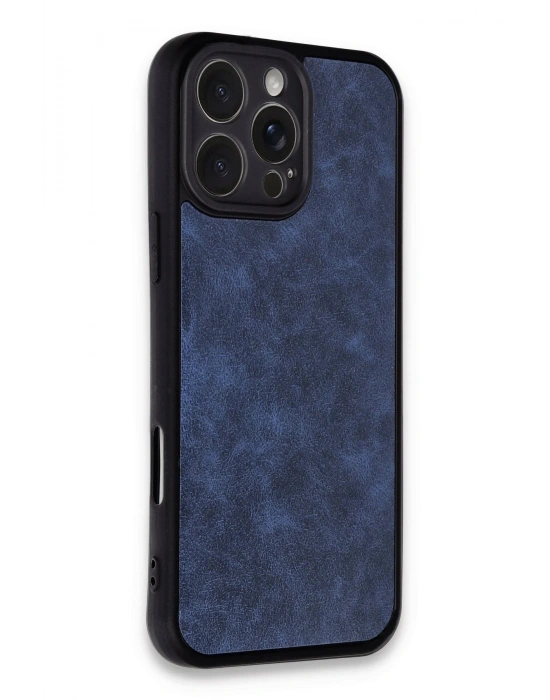 Newface iPhone 16 Pro Kılıf Aras Deri Kapak - Lacivert