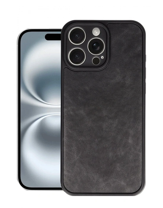 Newface iPhone 16 Pro Kılıf Aras Deri Kapak - Siyah