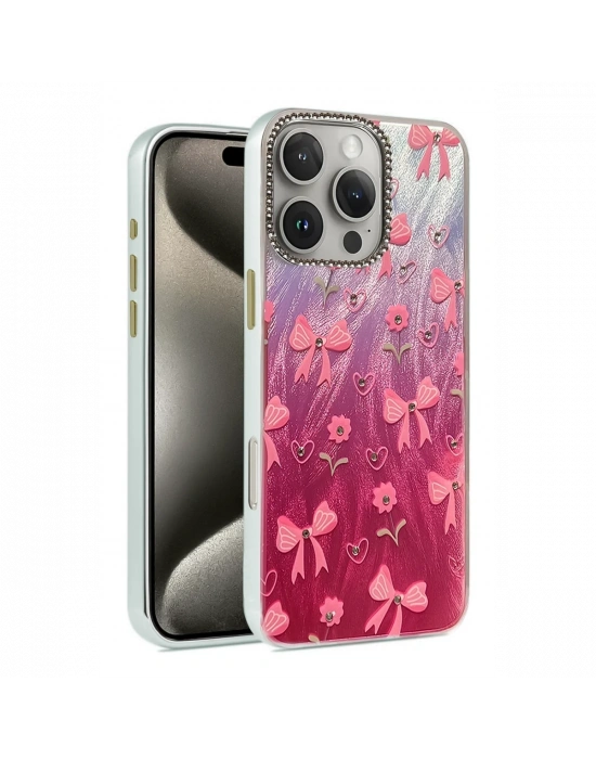 Newface iPhone 16 Pro Kılıf Blade Aynalı Desenli Kapak - Desen 3