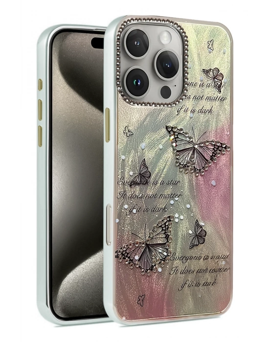 Newface iPhone 16 Pro Kılıf Blade Aynalı Desenli Kapak - Desen 6