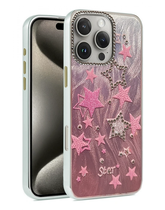 Newface iPhone 16 Pro Kılıf Blade Aynalı Desenli Kapak - Desen 7