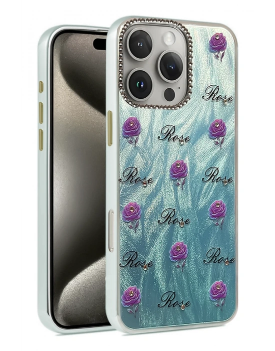 Newface iPhone 16 Pro Kılıf Blade Aynalı Desenli Kapak - Desen 9