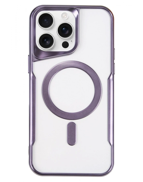 Newface iPhone 16 Pro Kılıf Boyi Magsafe Silikon Kapak - Derin Mor