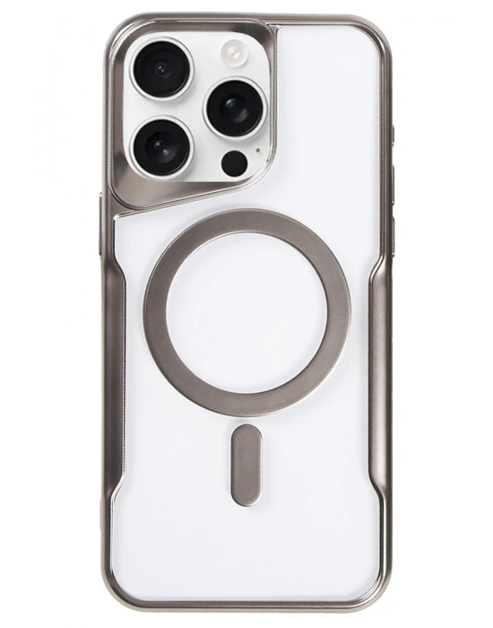 Newface iPhone 16 Pro Kılıf Boyi Magsafe Silikon Kapak - Titan Gri