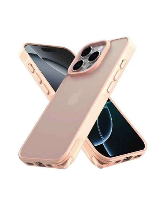 Newface iPhone 16 Pro Kılıf Elegant Kapak - Pudra