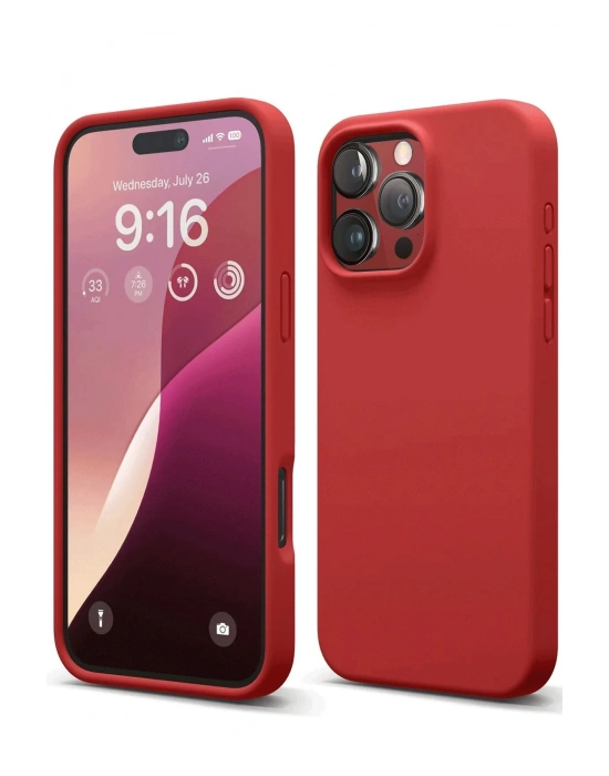 Newface iPhone 16 Pro Kılıf First Silikon - Kırmızı